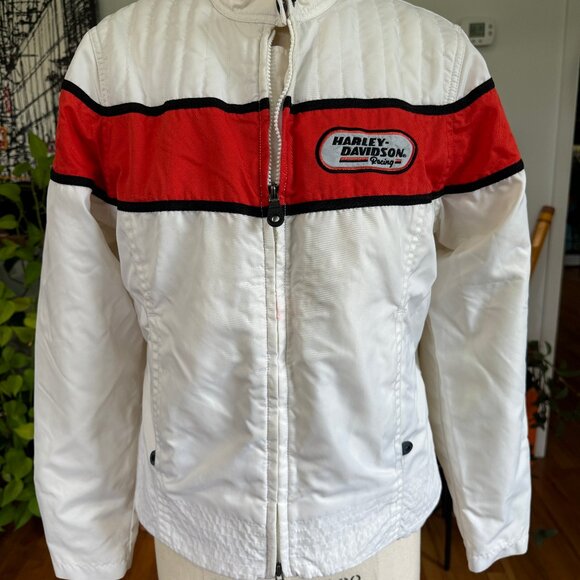 Harley Davidson Vintage White Jacket Size Med - Picture 1 of 11
